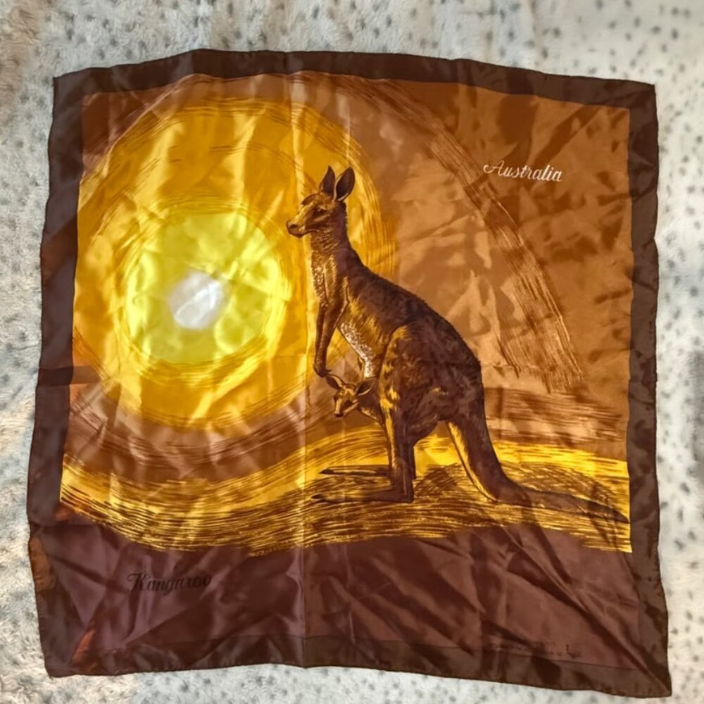 Vintage Australia Kangaroo Sunset Scarf Designed by Keil Brown Gold